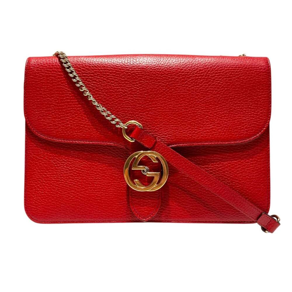 GUCCI Red Leather Shoulder Bag - Picture 1 of 9
